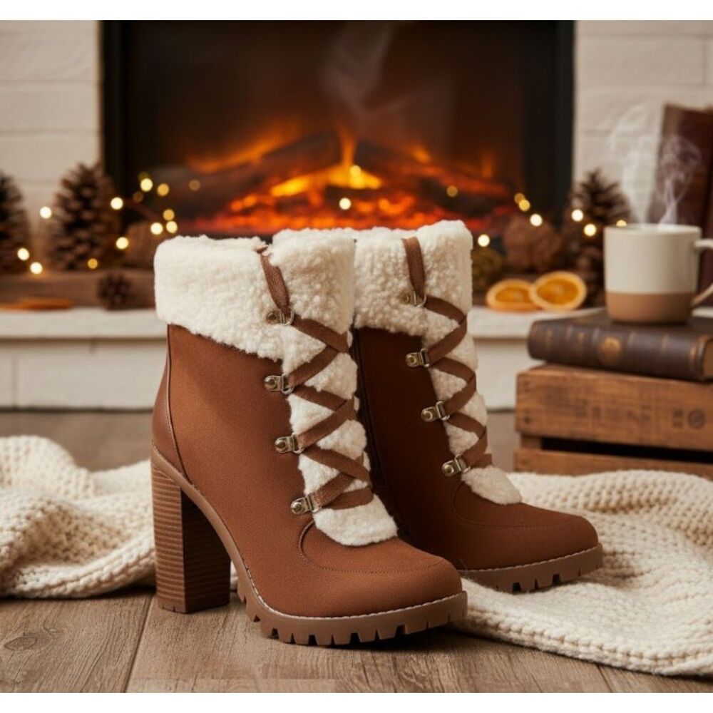 BCBGeneration Paloma Ankle Boot NWOB Fashion Brown Suede Sherpa Lining Womens 9